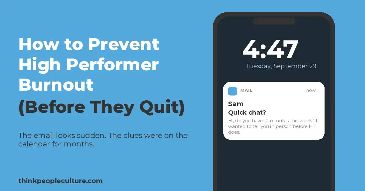 Cover image for the article "How to Prevent High Performer Burnout (Before They Quit)"